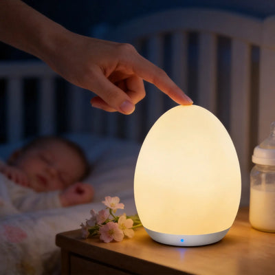 Children's Night Light - Rechargeable Egg-Shaped Nursery Lamp with 7 Changeable RGB Colors and Stepless Dimming, Touch Control | Ideal for Baby Rooms and Interior Decor | Mother's Day Special, Summer Vibes
