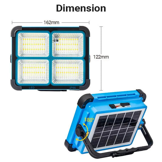 Qawtor Solar Rechargeable LED Work Light, 288 Super Bright 5730 Beads Floodlight with USB & Type-C Charging, 5 Lighting Modes, Waterproof IP66 Portable Lamp for Camping, Fishing, Emergency & Outdoor Use , Summervibes, Fathersdaygift, Dealsforyoudays, Fath
